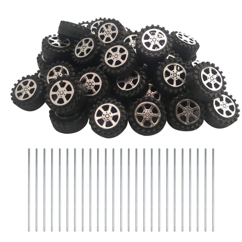 EUDAX 50pcs Plastic Roll 2mm Dia Shaft Toys Wheel and 25Pcs STEM Shaft Round Rod Axles for DIY Toy RC Car Truck Boat Helicopter Model Part - Image 1
